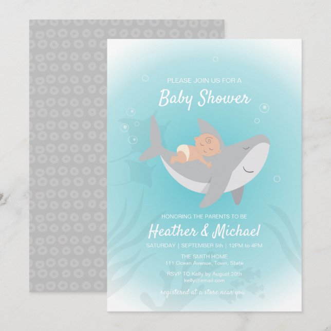 Sweet Shark Baby Shower Invitation (Front/Back)