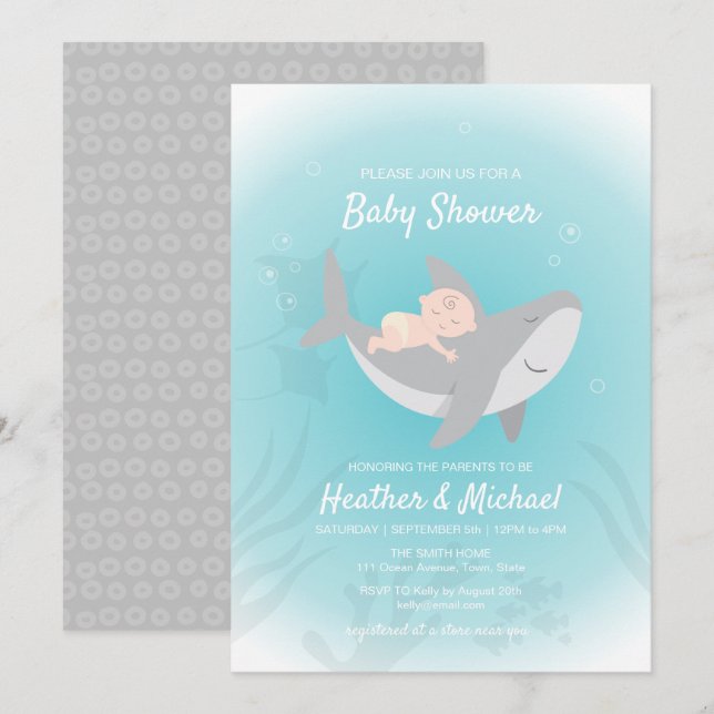 Sweet Shark Baby Shower Invitation (Front/Back)