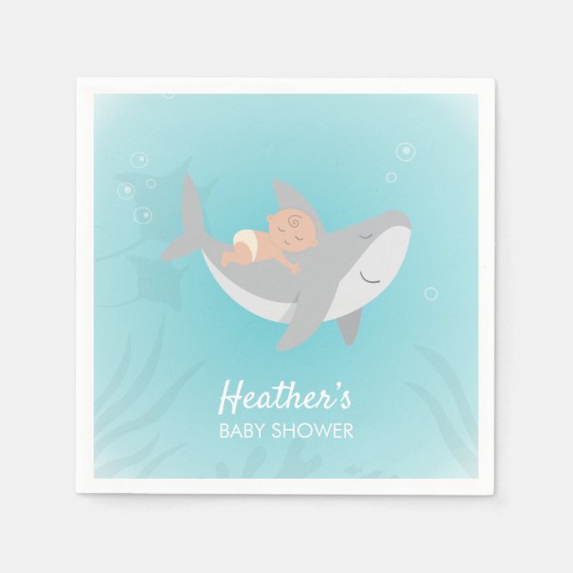 Sweet Shark Baby Shower Paper Napkin (Front)