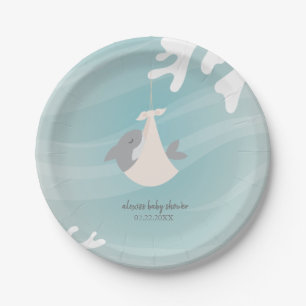 Sweet Shark Baby Shower Paper Plate