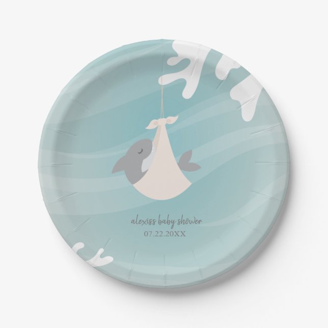 Sweet Shark Baby Shower Paper Plate (Front)