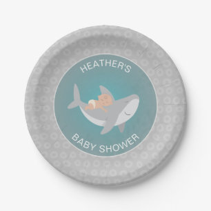 Sweet Shark Baby Shower Paper Plate