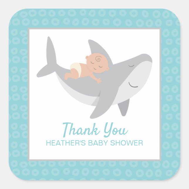Sweet Shark Baby Shower Square Sticker (Front)