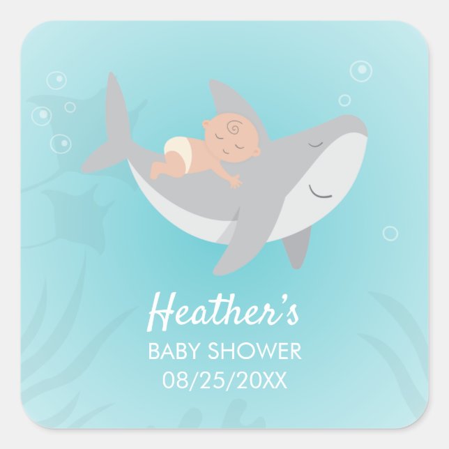 Sweet Shark Baby Shower Sticker (Front)