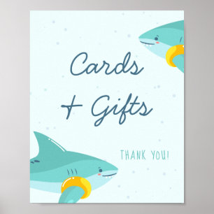 Sweet Shark Summer Boy Baby Shower Cards & Gifts Poster