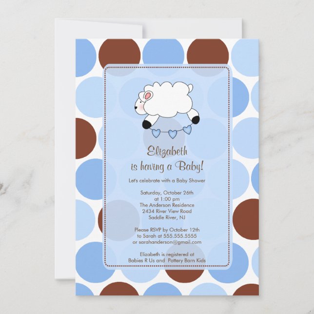 Sweet Sheep Boy Baby Shower Invitation (Front)