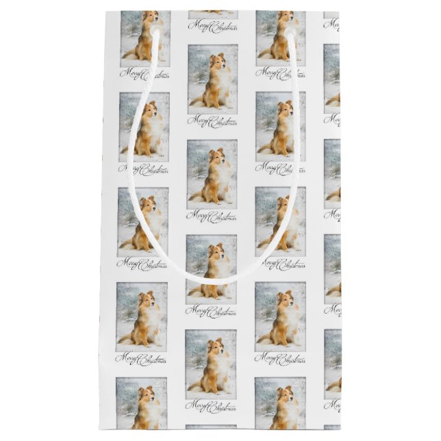 Sweet Sheltie Christmas Gift Bag (Front)