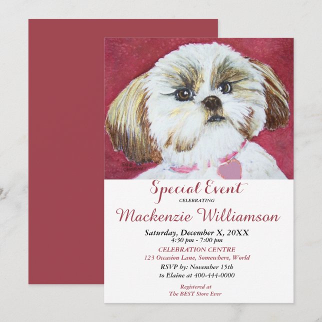 SWEET SHIH TZU WISHES HAPPY BIRTHDAY INVITATION (Front/Back)