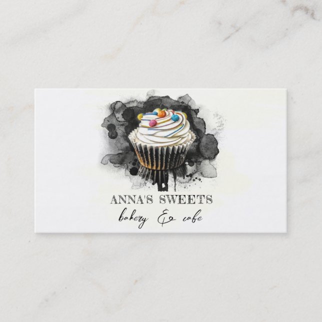 *~*  Sweet Shop Bakery 3 QR Social Media Business Card (Front)