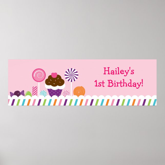 Sweet Shop Candy Birthday Banner Sign (Front)