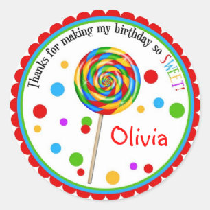 Sweet Shop Lollipop Birthday Stickers