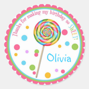 Sweet Shop Lollipop Birthday Stickers
