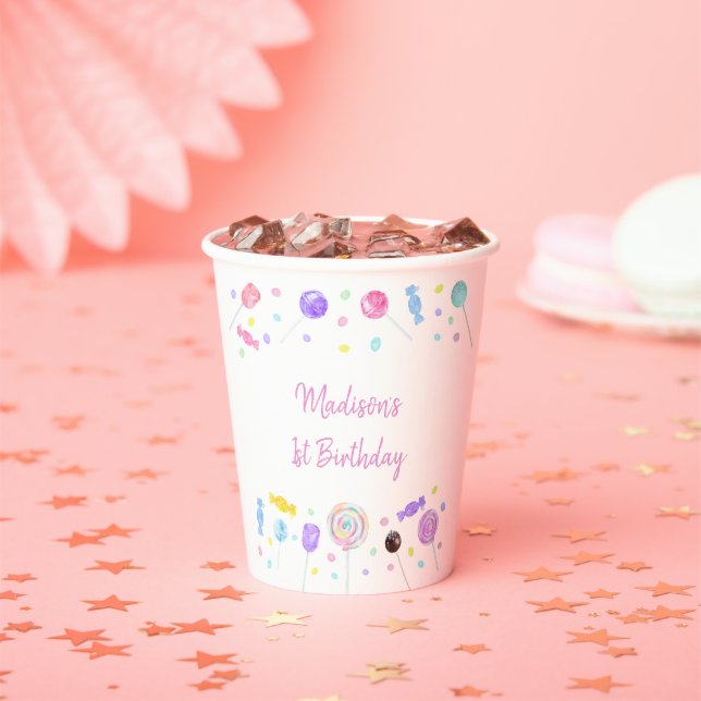 Sweet Shop Lollipop Candy Birthday Paper Cups (Insitu)