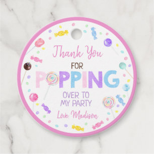 Sweet Shop Lollipop Candy Birthday Thank You  Favour Tags