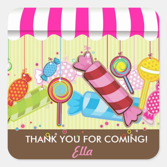 Sweet Shoppe Candy land Birthday Party Stickers (Front)