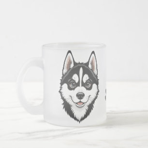 Sweet Siberian Husky Puppy Frosted Glass Coffee Mug