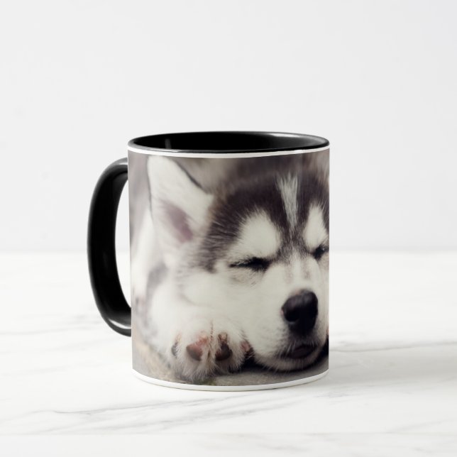 Sweet Siberian Husky Puppy Sleeping Mug (Front Left)
