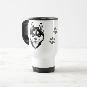 Sweet Siberian Husky Puppy Travel Mug