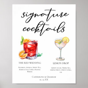 Sweet Signature Cocktails Wedding Menu Poster