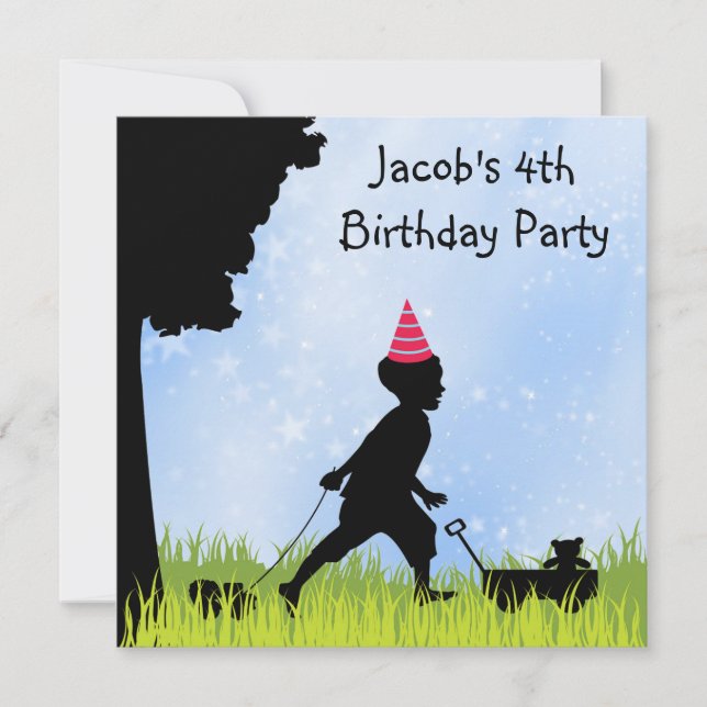 Sweet Silhouette Boys 4th Birthday Party Invitation (Front)
