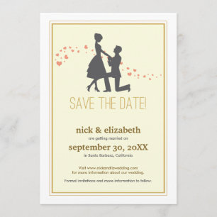 Sweet Silhouette Proposal Save the Date (gold) Invitation
