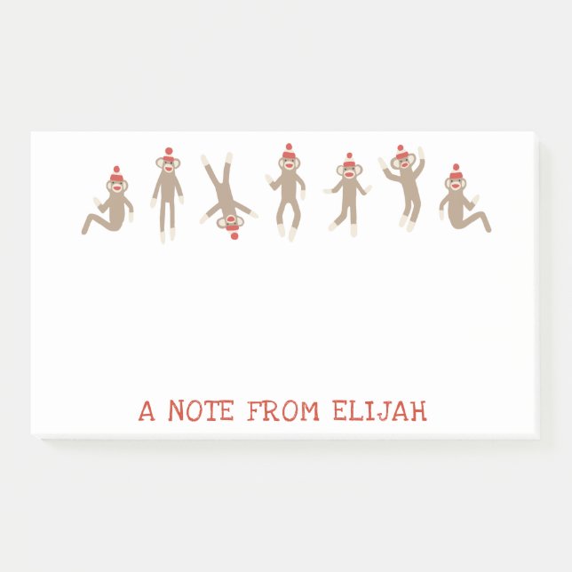 Sweet & Silly Sock Monkey Personalised Post-it Notes (Front)