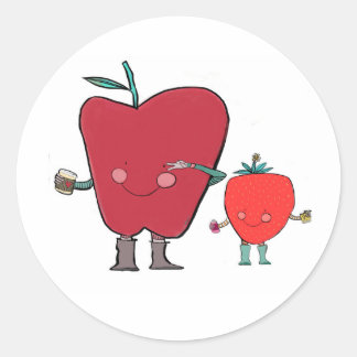Sweet, simple, and full of personality 🍎🍓 classic round sticker