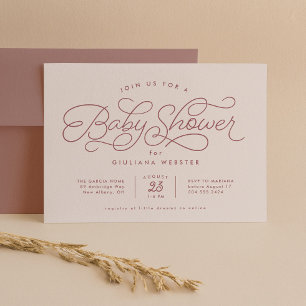 Sweet simple cute blush pink rose baby shower invitation