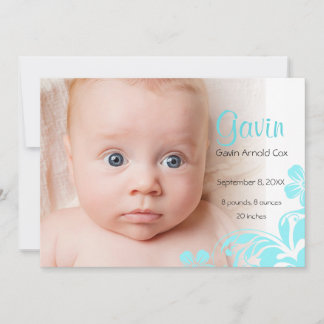 Sweet Simple Floral Baby Boy Announcement