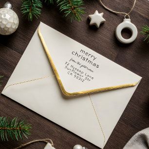 Sweet Simple Merry Christmas Name Return Address Rubber Stamp