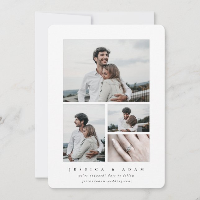 Sweet + Simple Modern We’re Engaged! Multi Photo  (Front)