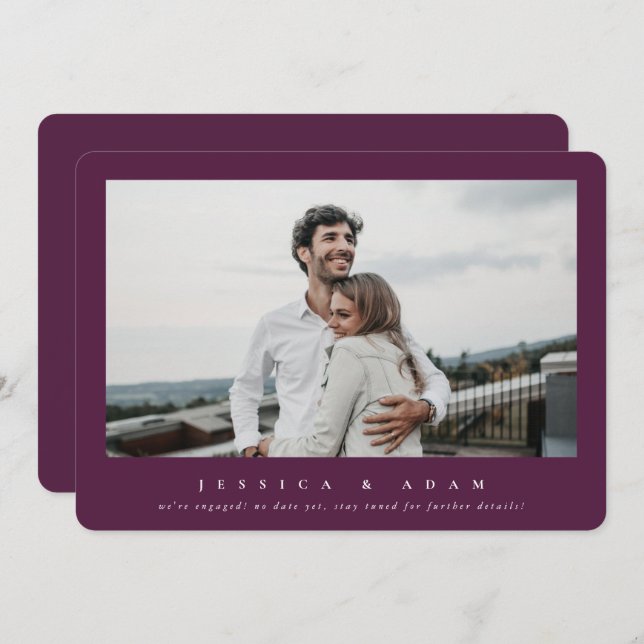 Sweet + Simple Modern We’re Engaged! Single Photo  (Front/Back)