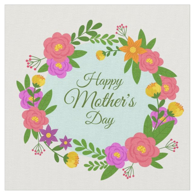 Sweet Simple Mother's Day Wreath Fabric (Close Up)