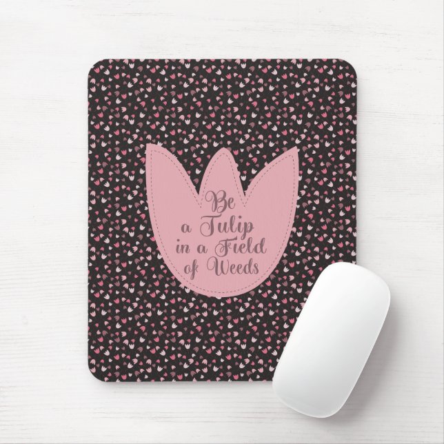 Sweet Simple Pink Tulip Pattern - All direction Mouse Mat (With Mouse)