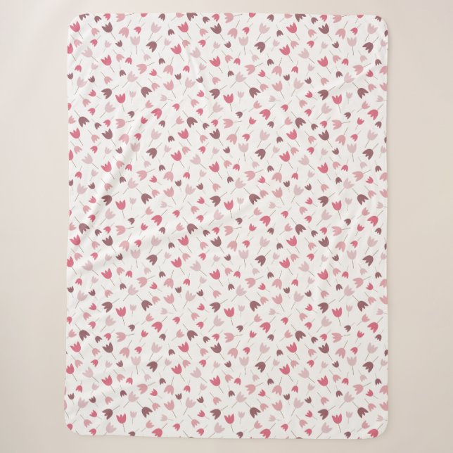 Sweet Simple Pink Tulip Pattern - All direction Sherpa Blanket (Front)