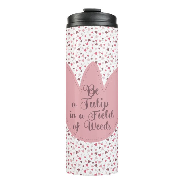 Sweet Simple Pink Tulip Pattern, all direction Thermal Tumbler (Front)