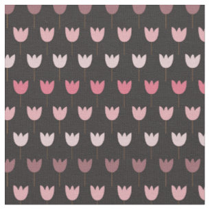 Sweet Simple Pink Tulip Pattern - dark background Fabric