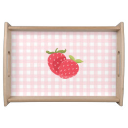 Sweet Simple Strawberry Pink Gingham | Girl Bi Serving Tray