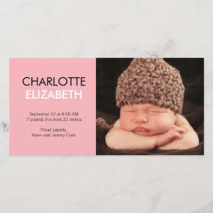 Sweet Simplicity Baby Birth Announcement - Pink