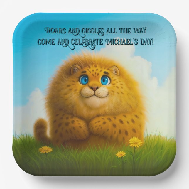 Sweet Sindry the Fluffy Leopard 9" Square Paper Plate (Front)