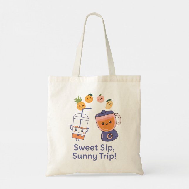 Sweet Sip, Sunny Trip – Kawaii Summer Smoothy  Tote Bag (Back)