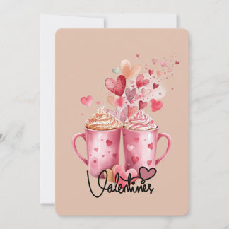 Sweet Sips & Hearts Pink Mugs Valentine’s Day Card