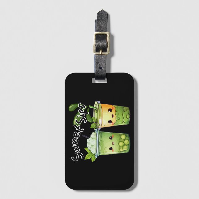 Sweet Sips Kawaii Bubble Tea Duo Luggage Tag (Front Vertical)
