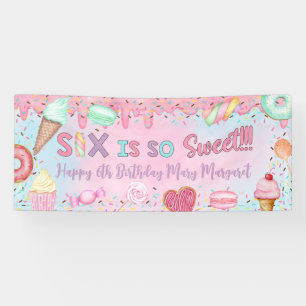 Sweet Six girl 6th birthday banner / backdrop,