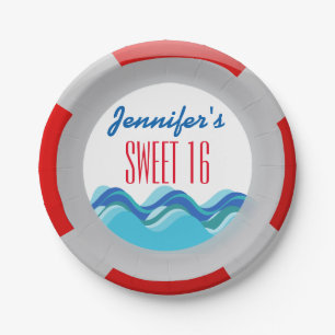 Sweet Sixteen 16 Beach Tropical Luau Cruise Boat Paper Plate