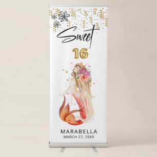 *~* SWEET SIXTEEN 16 Elegant Floral Mermaid  Retractable Banner