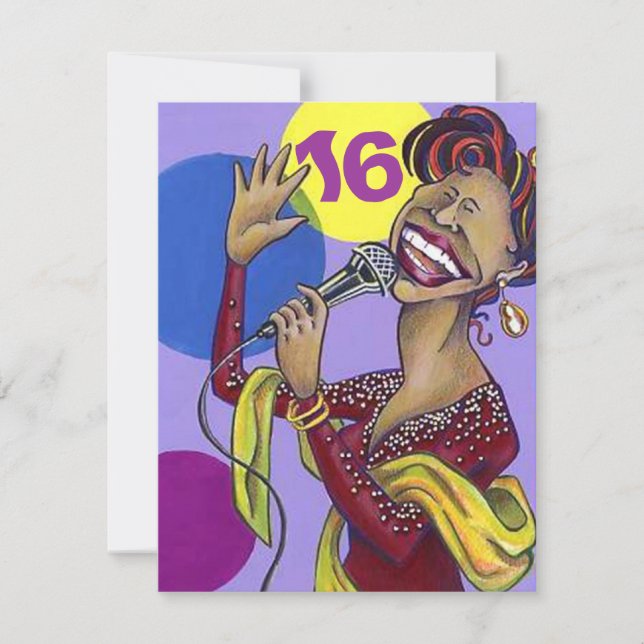 SWEET SIXTEEN 16 KARAOKE DIVA PARTY INVITATION (Front)