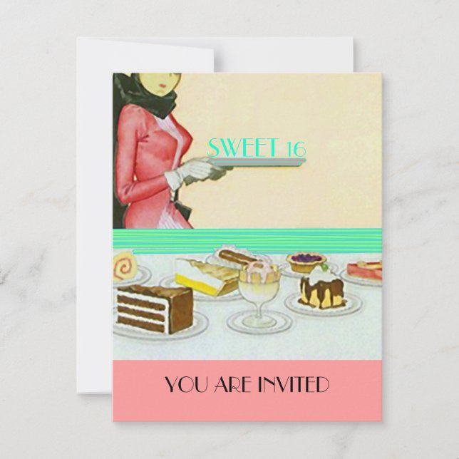 SWEET SIXTEEN 16 PARTY STYLISH DESSERTS INVITATION (Front)