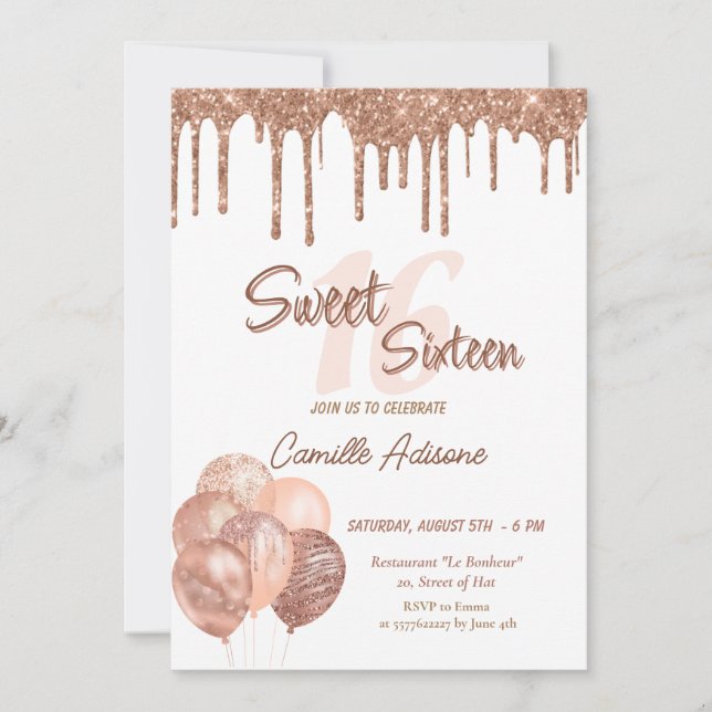  Sweet Sixteen 16e Birthday Invitation (Front)