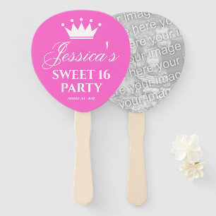 Sweet sixteen 16th Birthday party custom photo Hand Fan